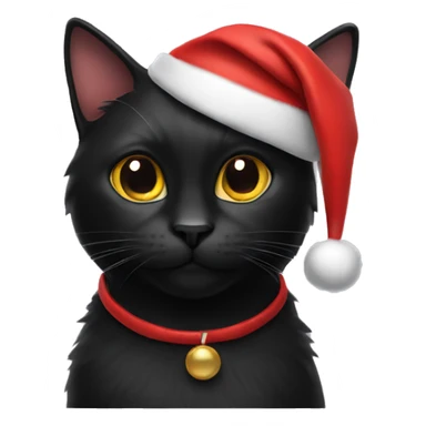 Black cat with Santa hat  sticker
