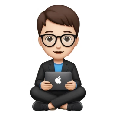 a home which has garden like and the home has slack emoji, where on the house steps, a blob holding black mac should sit and should look like wiork sticker