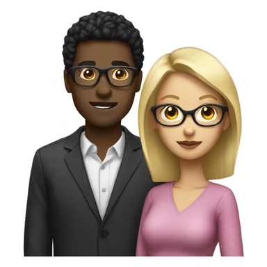 Black man black hair wearing glasses and blonde woman sticker