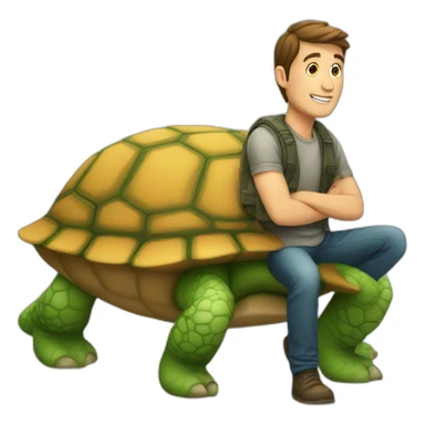 homme sur tortue sticker
