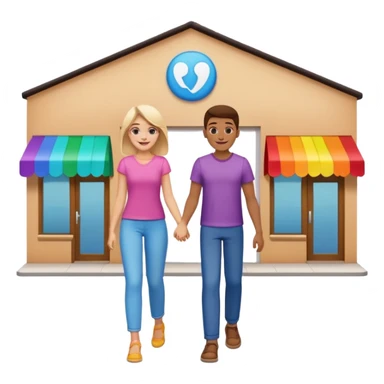  two characters + shop building sticker