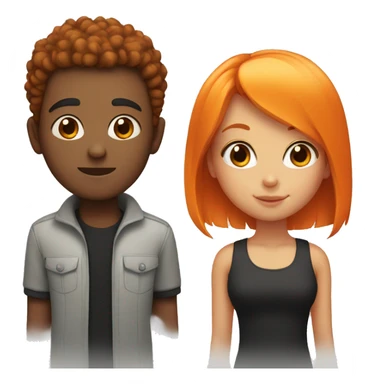 boy with black short hair and girl with orange bangs and long orange hair  sticker