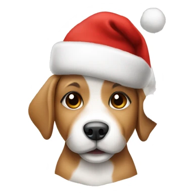 Cute baby dog wearing a Christmas hat sticker