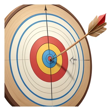 A close-up of a bowstring pulled taut with an arrow aimed at a target. The target's concentric rings are visible in the background, highlighting the focus and precision required for archery. The scene captures the grace and concentration of the sport. sticker