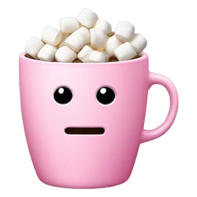 Coffee with small marshmallows in a pink cup sticker
