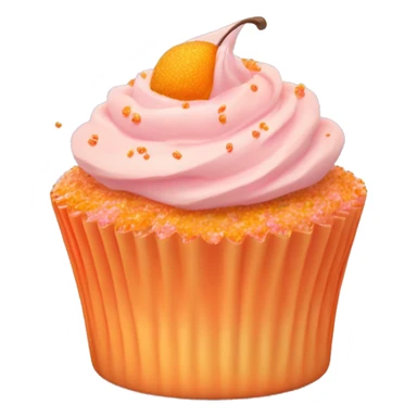 realistic cupcake with light pink frosting and light orange cupcake wrapper and peach sprinkles and orange sugar sprinkles… no fruit on top of cupcake sticker