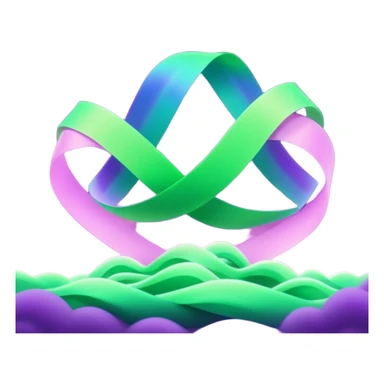 3D render of Aurora, miniature weather phenomenon, volumetric particle effects, wavy glowing neon green and purple ribbons in the sky, elemental energy, emoji style, isolated on white background --v 6.0. sticker