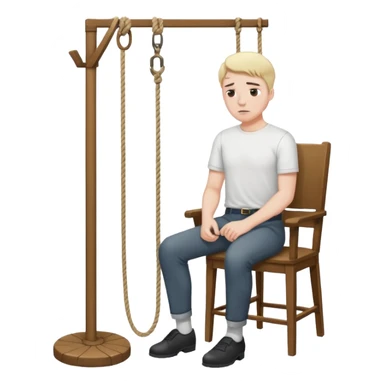 A man standing in the chair and looking at rope before going to suicide  sticker