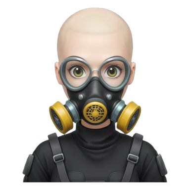 cyberpunk gasmask girl programmer buzzcut bald sticker