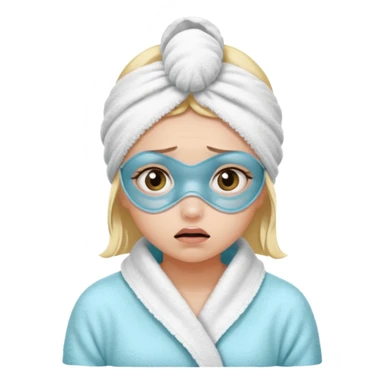 scared girl with bath towels and eye mask sticker