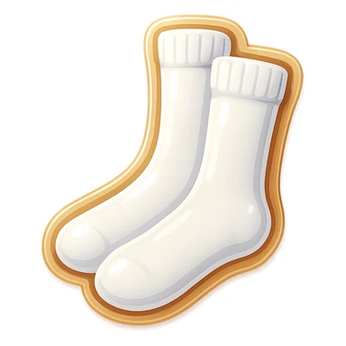 Create a simple and clear emoji of a pair of white athletic socks inspired by the reference image. The socks should have no visible logos or branding and no background. sticker