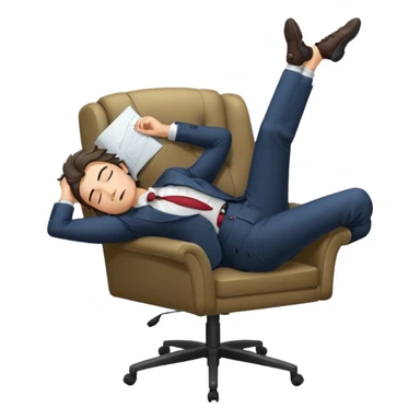 Boss sleeping in a chair with her legs up on the desk sticker