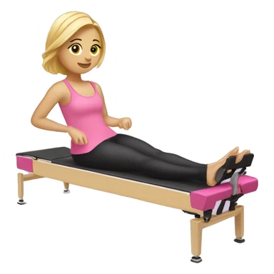 Blonde hair pink clothes girl on Pilates reformer  sticker
