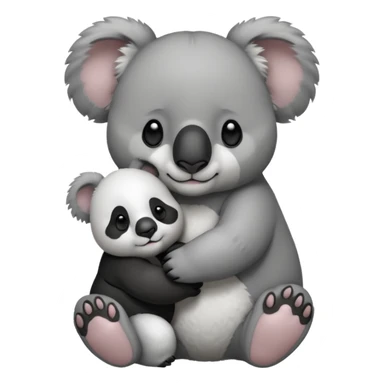 Big koala holding hand with small panda sticker