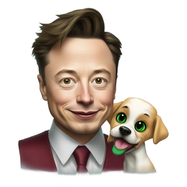 elon musk with a clown face and green nose with a dollar sign on it and puppy dog tongue and ears like an egirl sticker