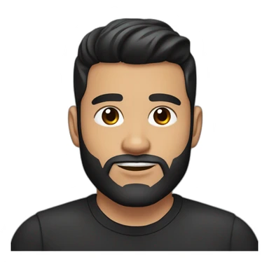 25 year old Hispanic man with a beard and thick eyebrows light skin, black shirt and side fades and a comb over with very dark brown eyes sticker