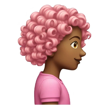 Pink mid curly long girl hair rear view sticker