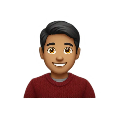 light skin smiling indian kid with black hair wearing a dark red sweater sticker