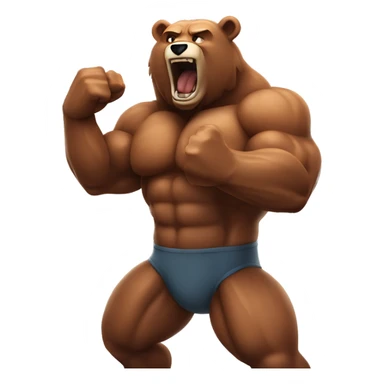 a human shaped muscle mass bear roaring and flexing his muscles sticker