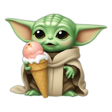 Baby yoda eating ice cream sticker