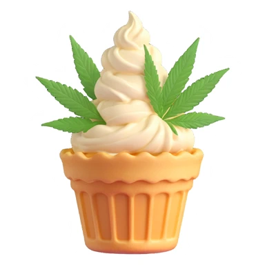 colorful gelato in a waffle cup with cannabis leaf sticker