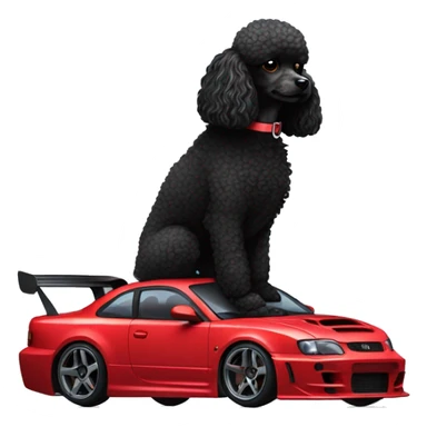 black toy poodle with s15 drift car sticker