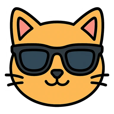 cat wearing sunglasses colored icon sticker