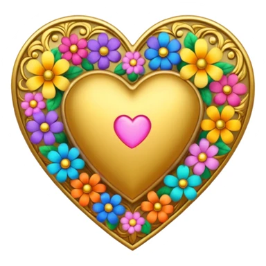 a golden heart studded with flowers sticker