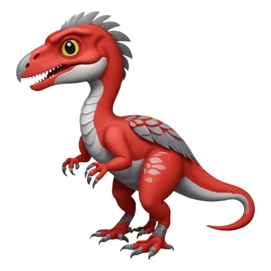 hyper realistic red velociraptor with gray feathers sticker