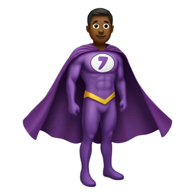 Superhero on the eggplant emoji with a cape sticker