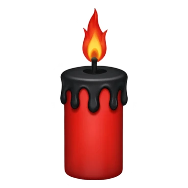 iOS sticker, dark candle, black wax, red flame, minimal sticker