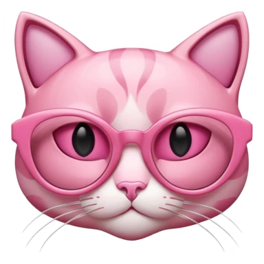 A 3D cartoon rose-pink cat-eye shaped spectacle, glossy curved frame, soft reflections, isolated on plain background. only glasses. sticker