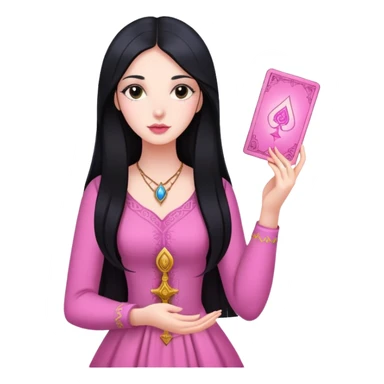 long black hair girl with pink tarot cards sticker