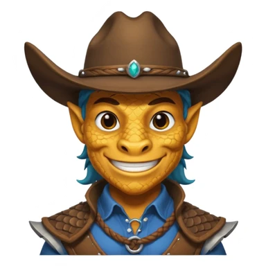 i want a dragonborn black with cowboy hat and smirk smile sticker
