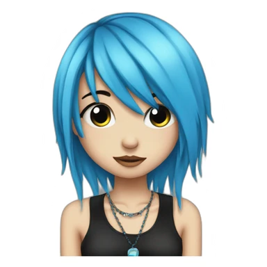 Emo girl choppy long blue hair piercings sticker