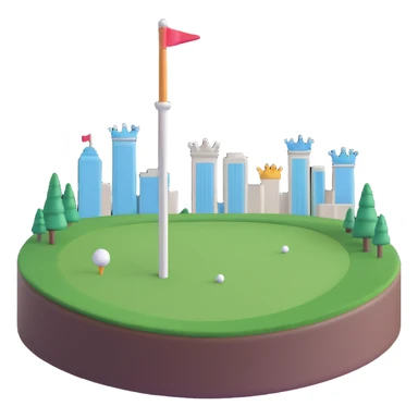 minimalist cool emoji for Queen City Golf Club combining crown golf tee and subtle cityscape, fresh modern look sticker