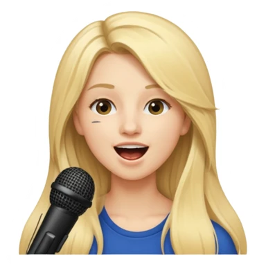 Singer Young woman – long blonde hair, around 20s,  singing into mic sticker