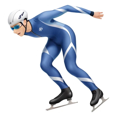 An icon showing a speed skater gliding at full speed on a polished ice rink, leaning into a sharp turn. The background features cheering crowds, icy curves, and distant snow-covered mountains. Transparent background highlights the precision, power, and grace of speed skating. sticker