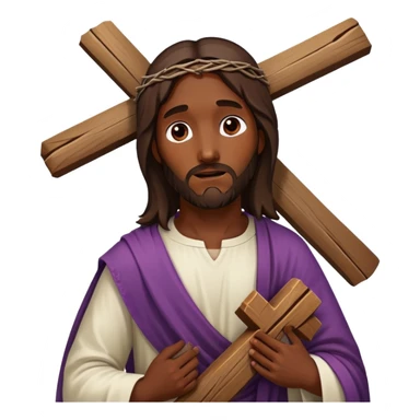 Dark skin christ Jesus injured walks with cross sticker