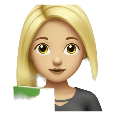 Girl blond with green eyes and books sticker