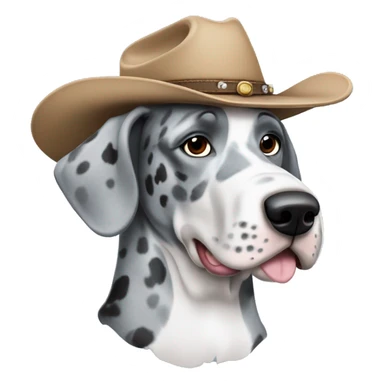 Blue Merle Great Dane wearing a cowboy hat  sticker