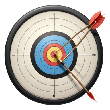 A close-up of a bowstring pulled taut with an arrow aimed at a target. The target's concentric rings are visible in the background, highlighting the focus and precision required for archery. The scene captures the grace and concentration of the sport. sticker