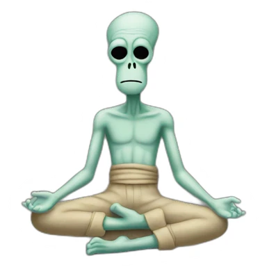Squidward doing a meditation sticker