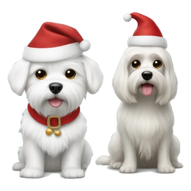  white maltese dog and Santa Claus  sticker