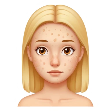 chica con acné en el rostro, fondo liso sticker