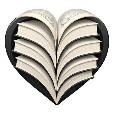  black and white heart + books sticker