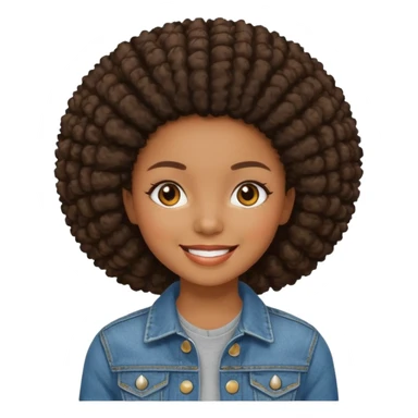 afro girl in jean jacket sticker