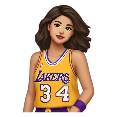selena gomez wearing lakers jersey sticker