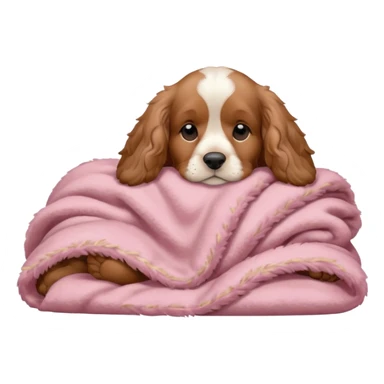 Cocker spaniel sleeping with a brown and soft pink blanket sticker