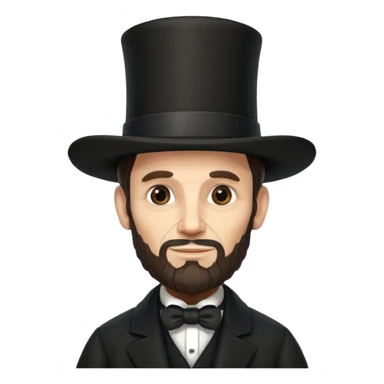 Illustrate Abraham Lincoln with tall hat, beard & classic black coat sticker